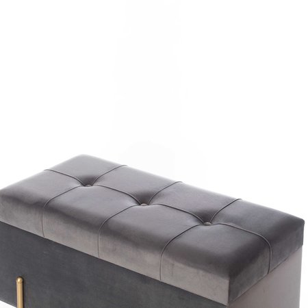 Fabulaxe Large Velvet Storage Ottoman with Gold Legs, Gray QI003938.GY